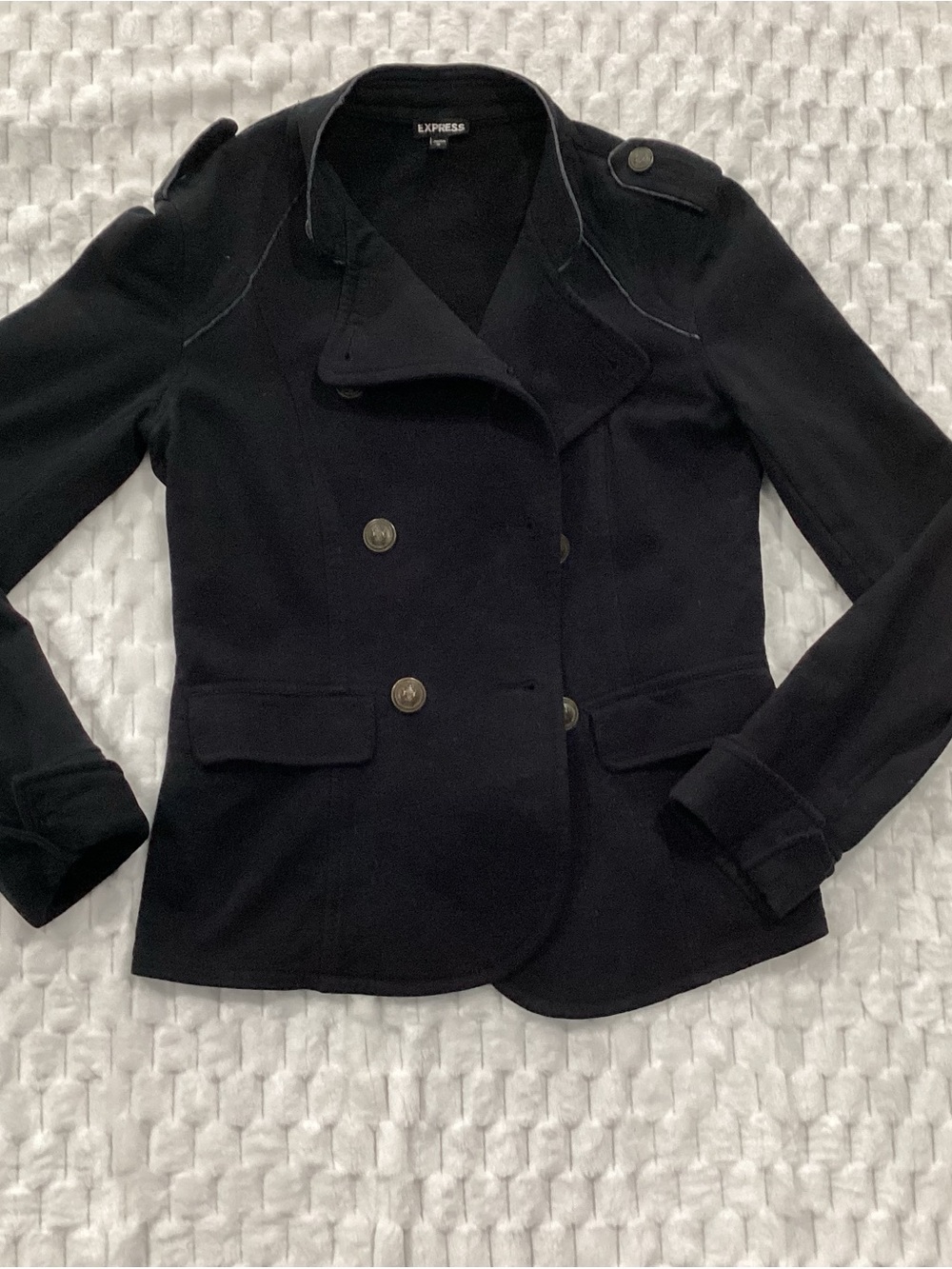 Express Black Double-Breasted Peacoat Jacket size small #41